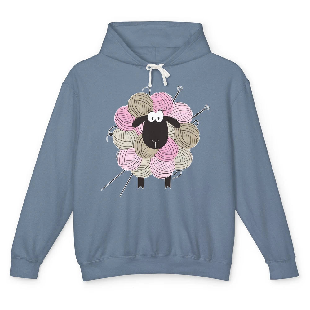 Funny Sheep Wool Yarning Crocheting Lady Knitting Lovers Unisex Lightweight Hoodie