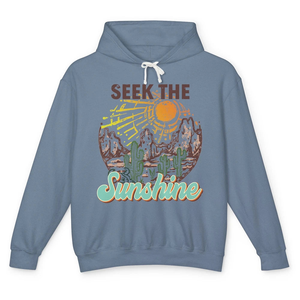 Retro Desert Cactus Seek The Sunshine Western Country Girls Unisex Lightweight Hoodie