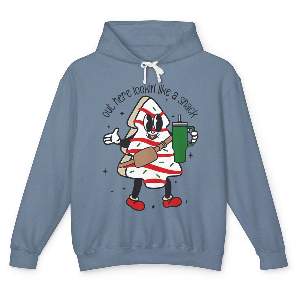 Funny Boo-jee Christmas Tree Cake Out Here Look Like A Snack Unisex Lightweight Hoodie