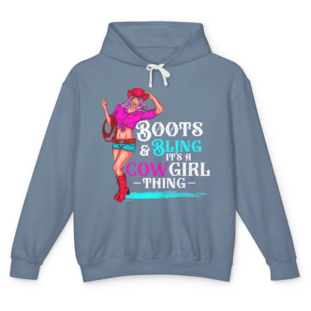 Cowgirl Boots And Bling It's Cowgirl Things Western Country Unisex Lightweight Hoodie