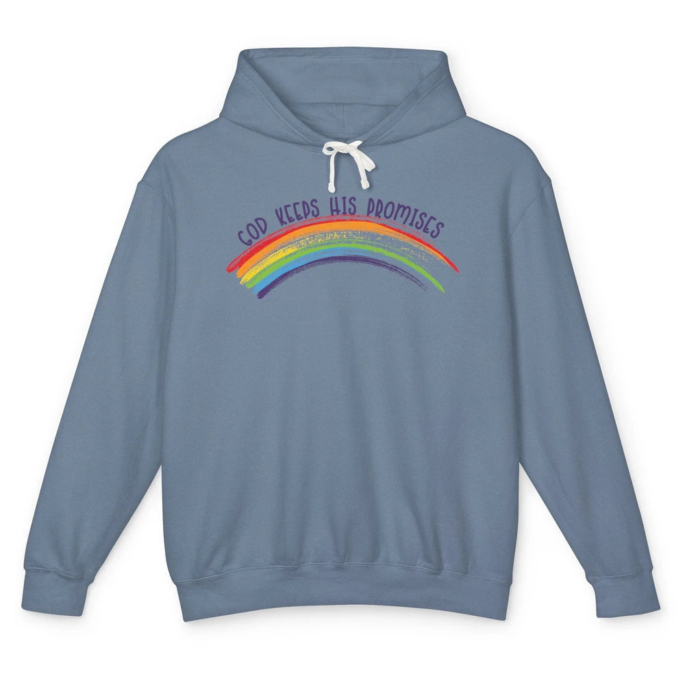 Leopard Rainbow God Keeps His Promises Christian Religious Unisex Lightweight Hoodie