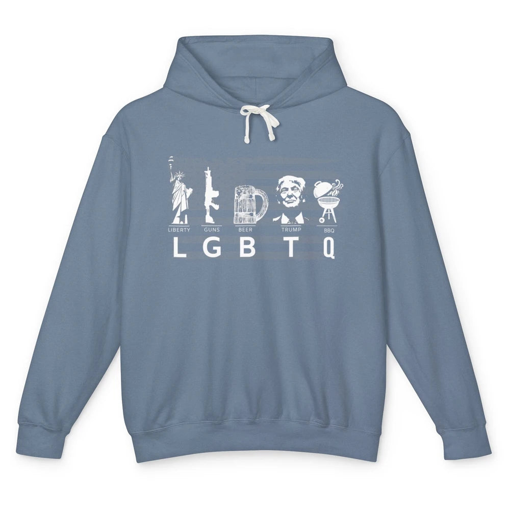 Funny Support LGBTQ Liberty Guns Beer Vote 2024 Republican Unisex Lightweight Hoodie