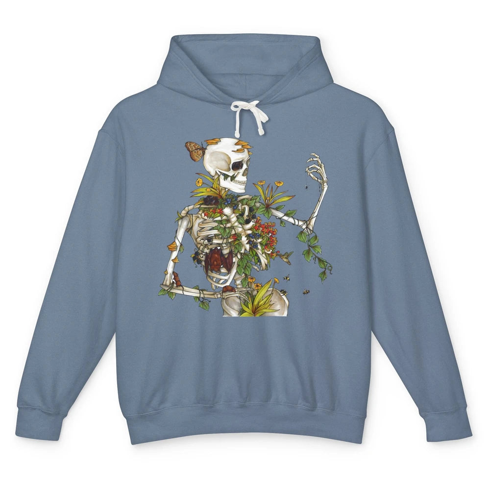 Skeleton Plant Bones and Botany Gardening Plant Lovers Unisex Lightweight Hoodie