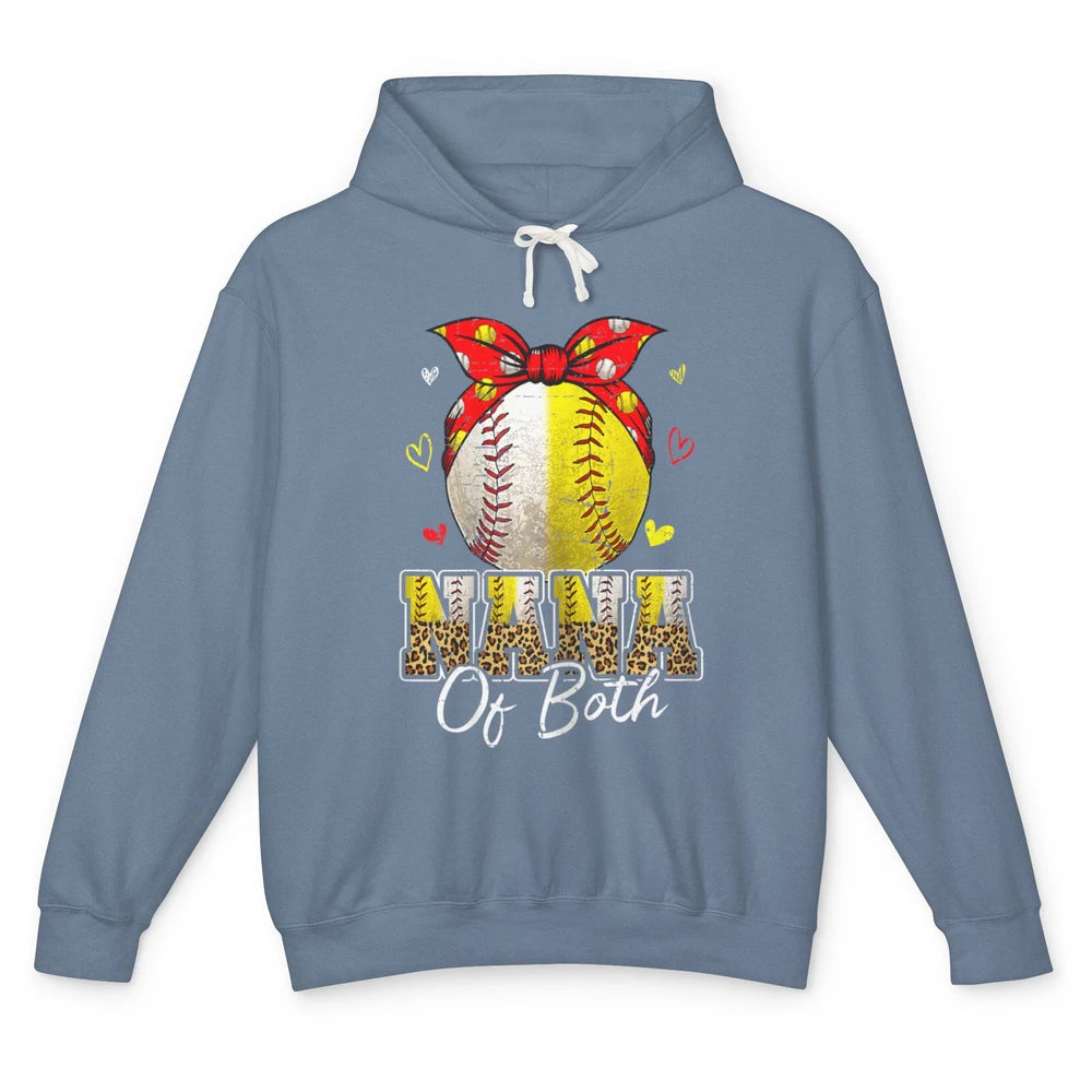 Women Baseball Softball Nana Of Both Mothers Day Sports Game Unisex Lightweight Hoodie