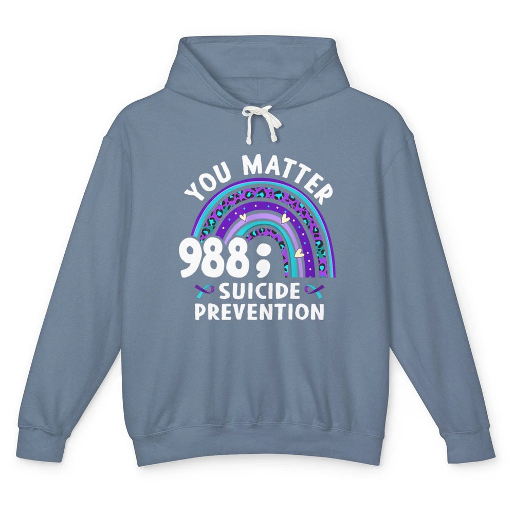 Suicide Prevention Month Hotline Semicolon Rainbow Warrior Unisex Lightweight Hoodie