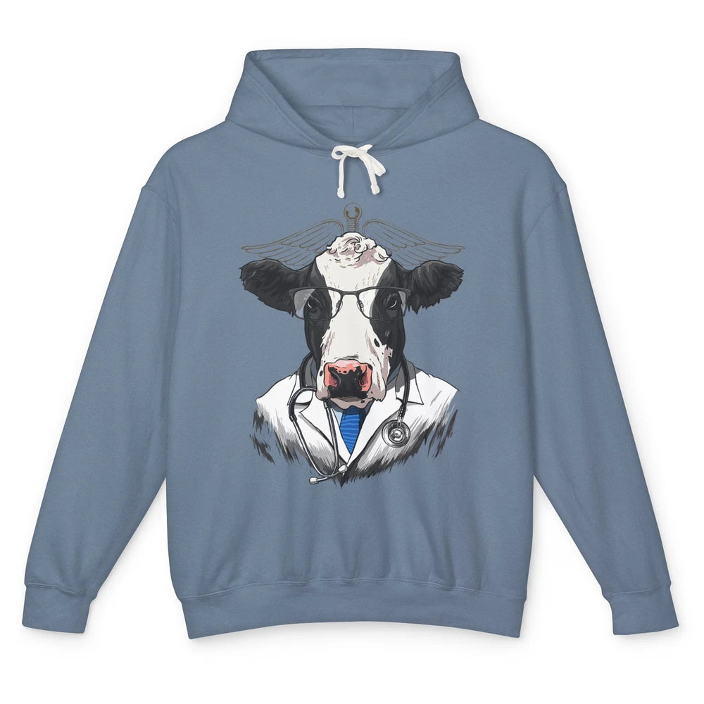 Funny Cow Vet Doctor Physician Surgeon Vet Tech Veterinarian Unisex Lightweight Hoodie