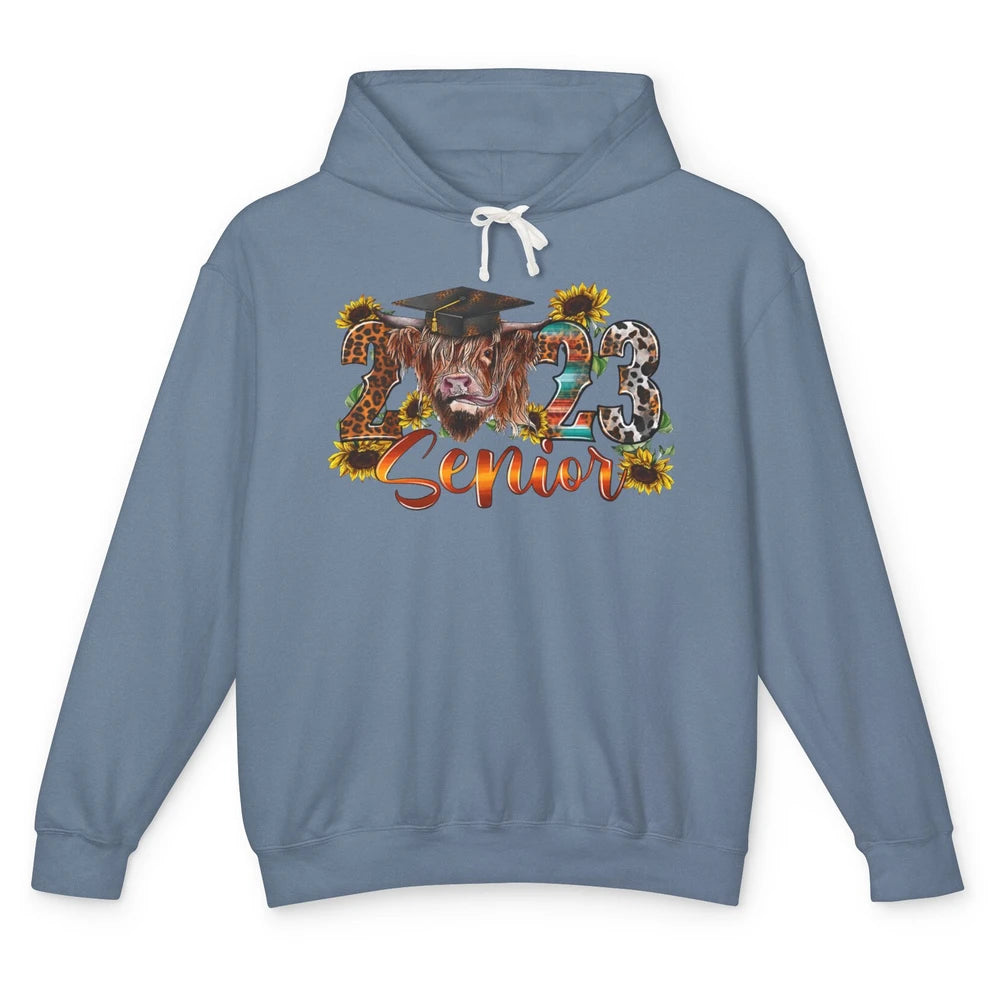 Senior 2023 Highland Cow Western Graduation Gift Class 2023 Unisex Lightweight Hoodie