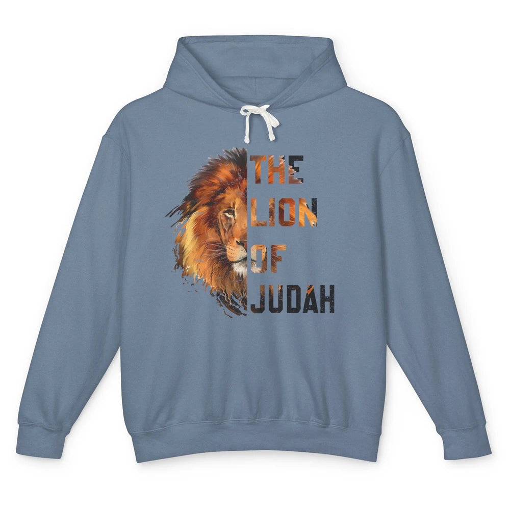 Yeshua Lion Of Judah Bible Verse Christian Faith Religious Unisex Lightweight Hoodie