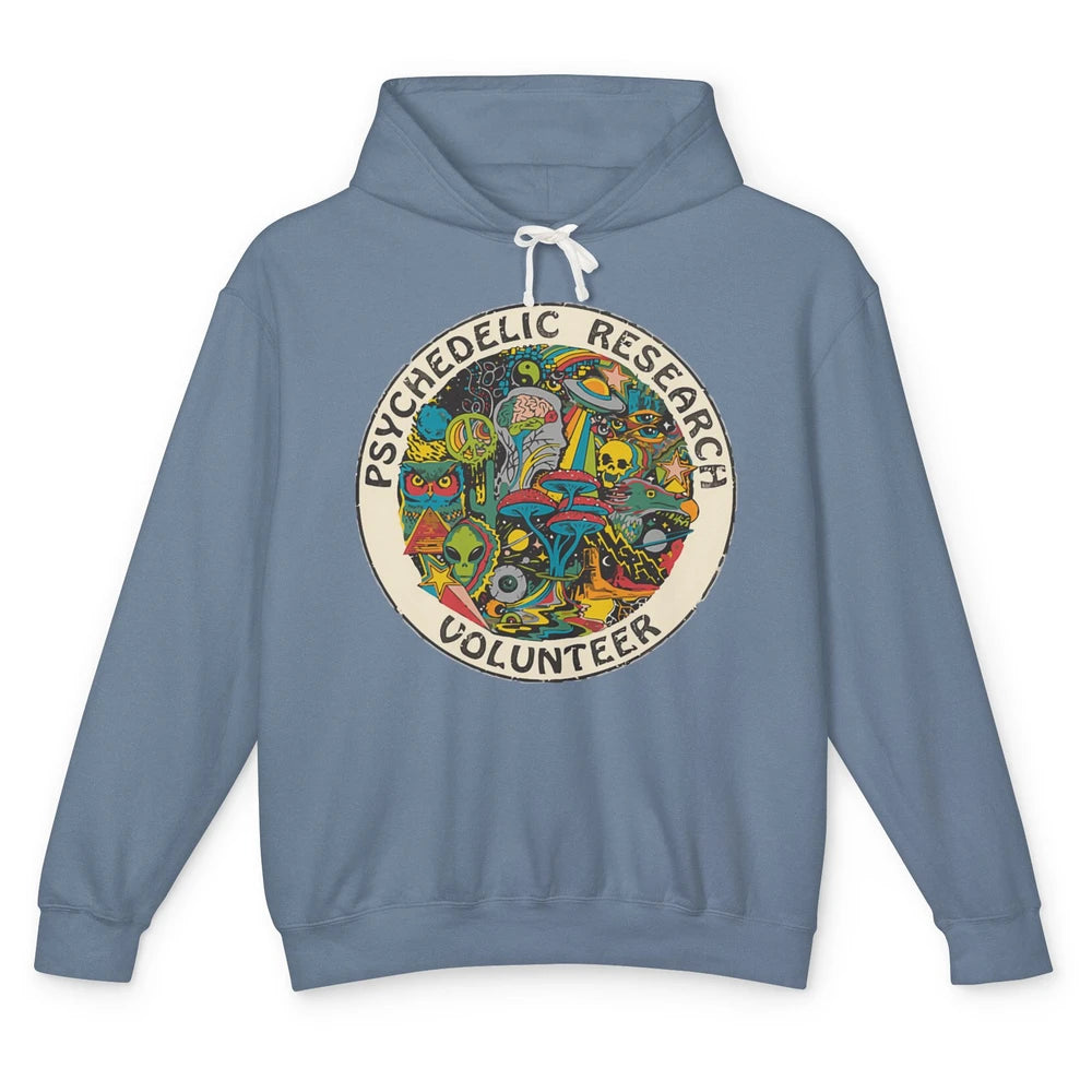 Retro Design Research Volunteer Psychedelic Mushroom Vintage Unisex Lightweight Hoodie