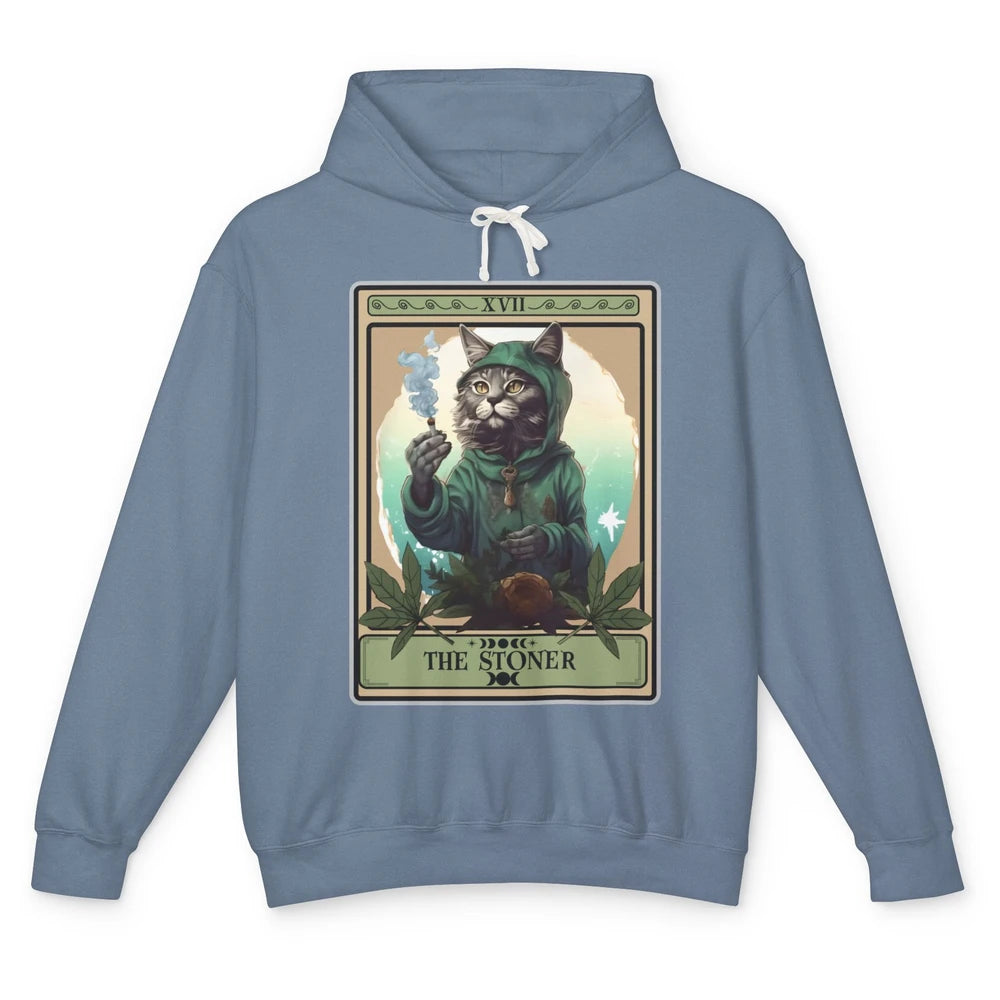 Vintage The Stoner Cat Tarot Card Weed Cannabis Marijuana Unisex Lightweight Hoodie