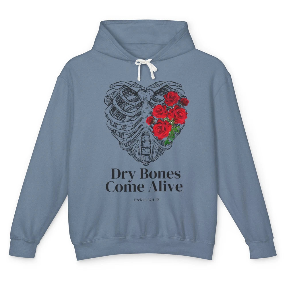 Floral Rib Cage Dry Bones Come Alive Bible Verse Christian Unisex Lightweight Hoodie