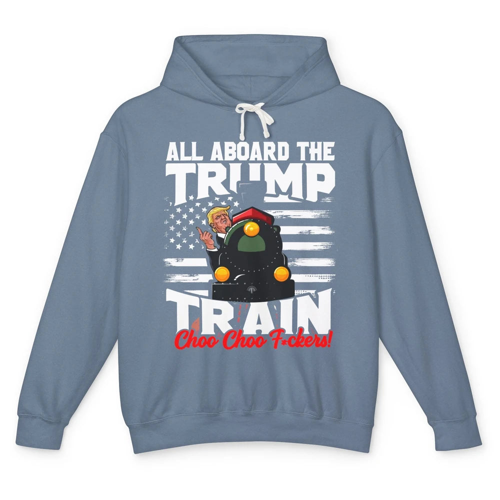 US Flag Trump Return All Abroad The Trump Train Anti Liberal Unisex Lightweight Hoodie