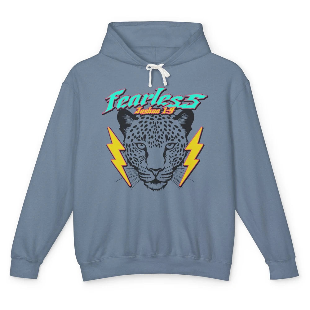 Christian Cheetah Fearless Bible Lightning Bolt Religious Unisex Lightweight Hoodie