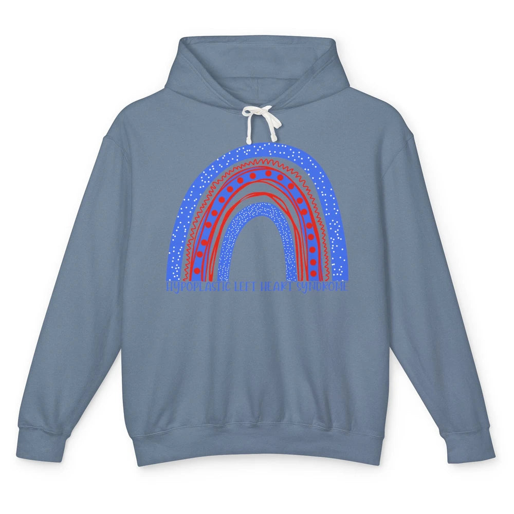 Hypoplastic Left Heart Syndrome Awareness Red Blue Rainbow Unisex Lightweight Hoodie