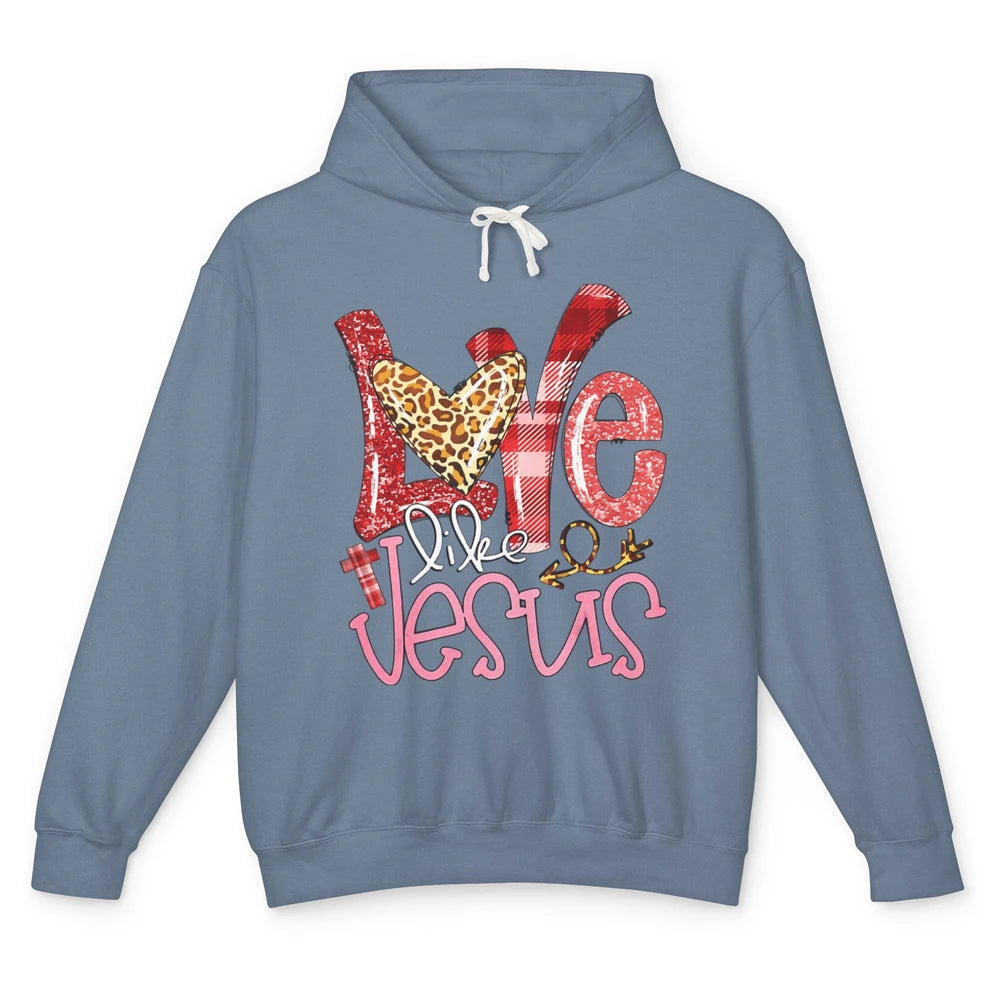 Leopard Love Like Jesus God Christian Religion Bible Verse Unisex Lightweight Hoodie