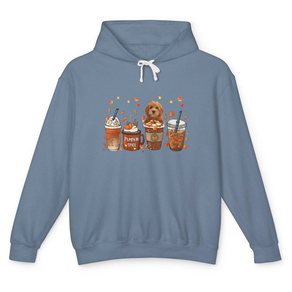 Golden Doodle Dog Fall Coffee Pumpkin Spice Dog Thanksgiving Unisex Lightweight Hoodie