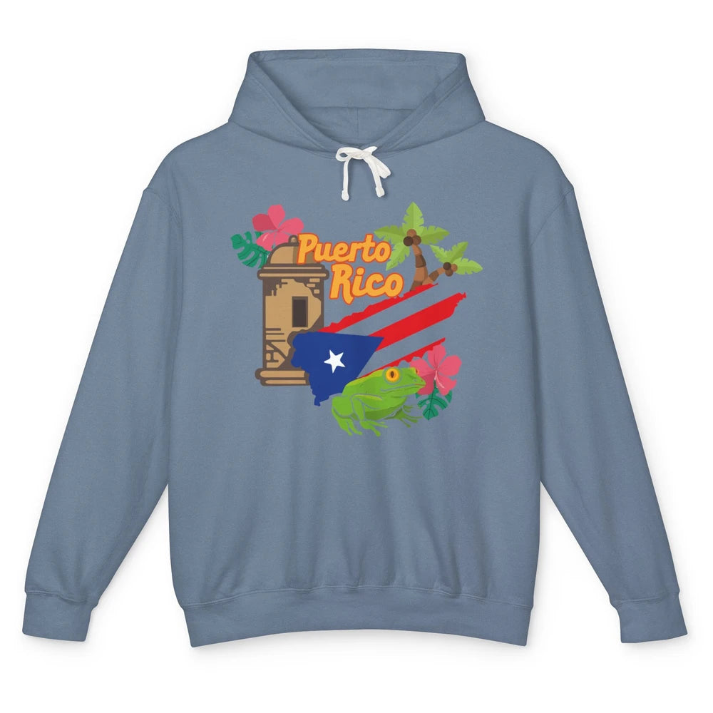 Leopard Flower Puerto Rico Flag Frog Summer Puerto Rican Unisex Lightweight Hoodie