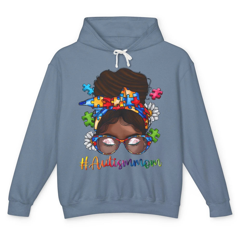 Autism Afro Mom Curly Hair American African Autism Awareness Unisex Lightweight Hoodie