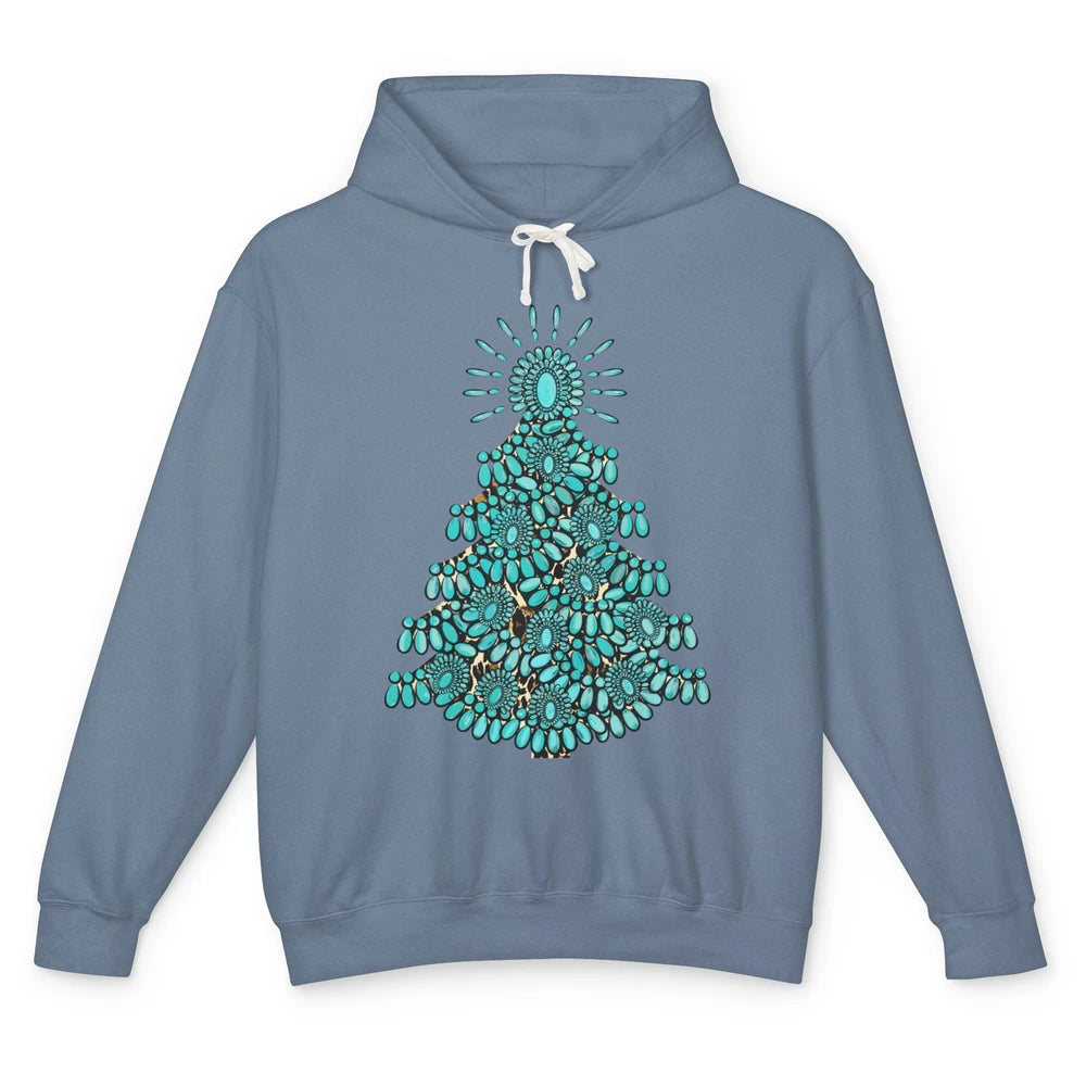 Turquoise Christmas Tree Western Christmas Country Farm Unisex Lightweight Hoodie