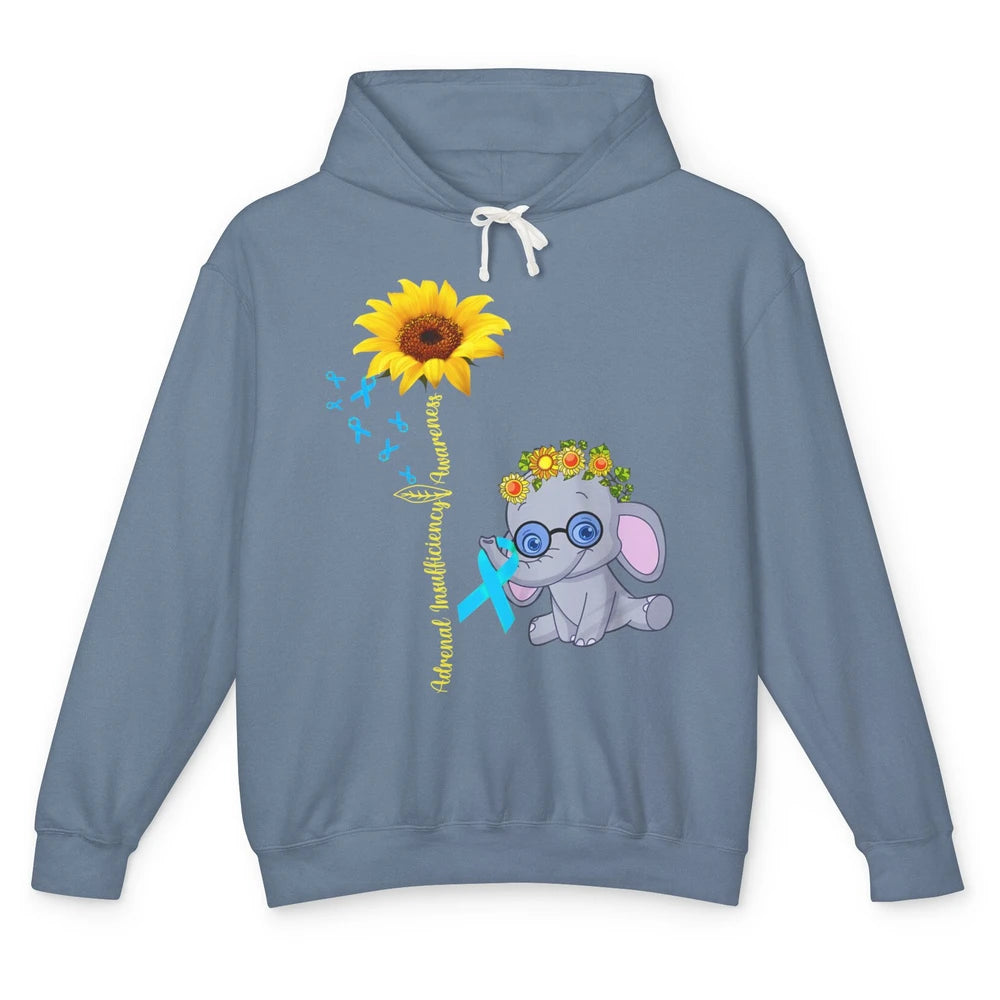 Adrenal Insufficiency Awareness Baby Elephant Sunflower Unisex Lightweight Hoodie