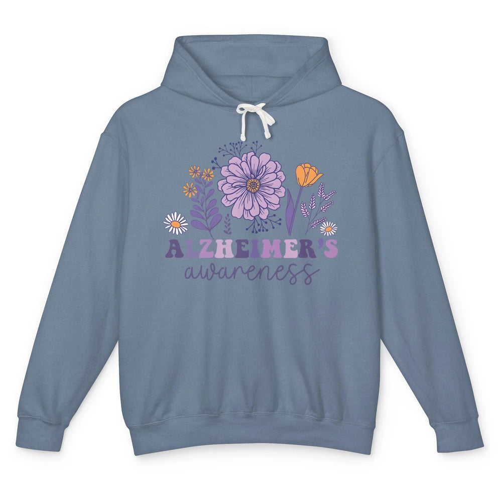 Alzheimer's Awareness Wildflower Dementia Inspirational Gift Unisex Lightweight Hoodie