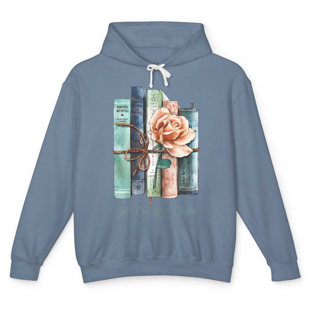 Just One More Chapter Minimalist Floral Book Page Aesthetic Unisex Lightweight Hoodie