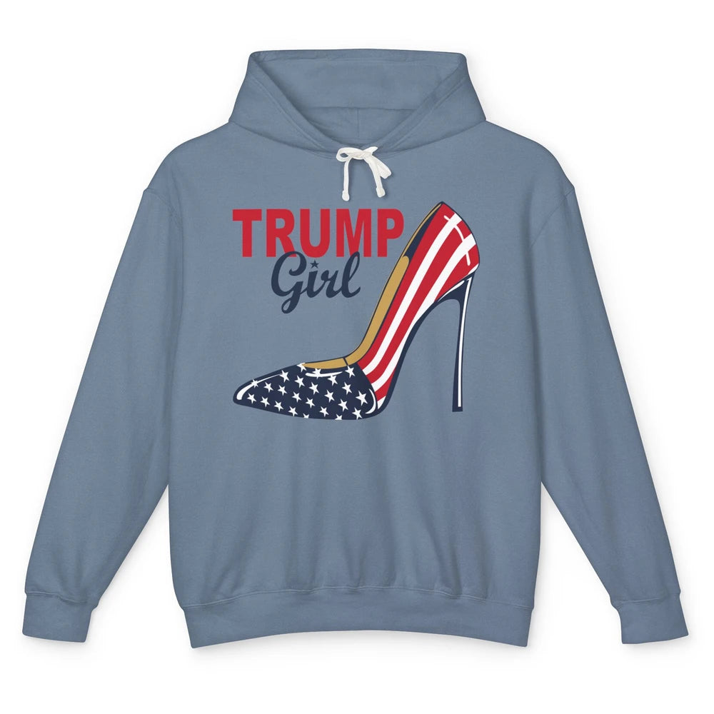 Trump Girl American Flag High Heels Republican Trump Support Unisex Lightweight Hoodie