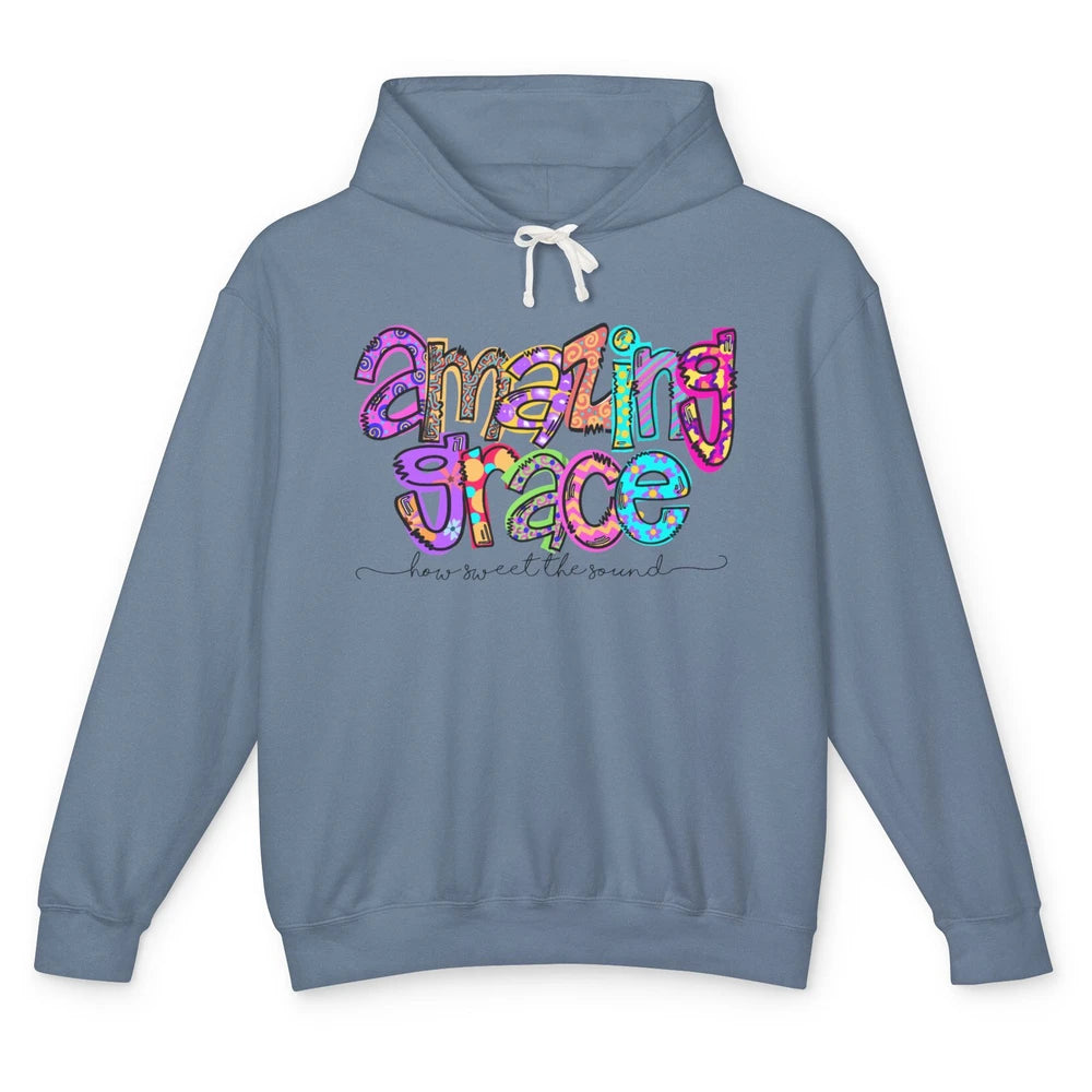 Leopard Amazing Grace How Sweet The Sound Christian Western Unisex Lightweight Hoodie