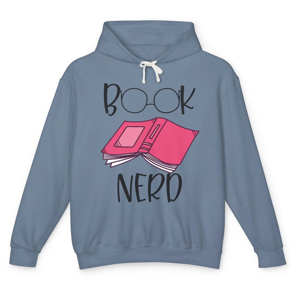 Funny Book Lovers Book Nerd Reading Glasses Librarian Girl Unisex Lightweight Hoodie