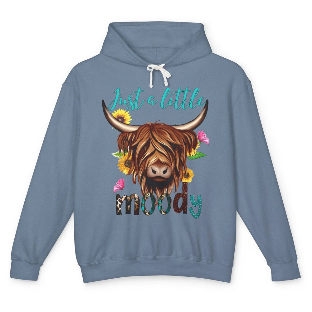 Funny Heifer Cow Just A Little Moody Leopard Western Country Unisex Lightweight Hoodie