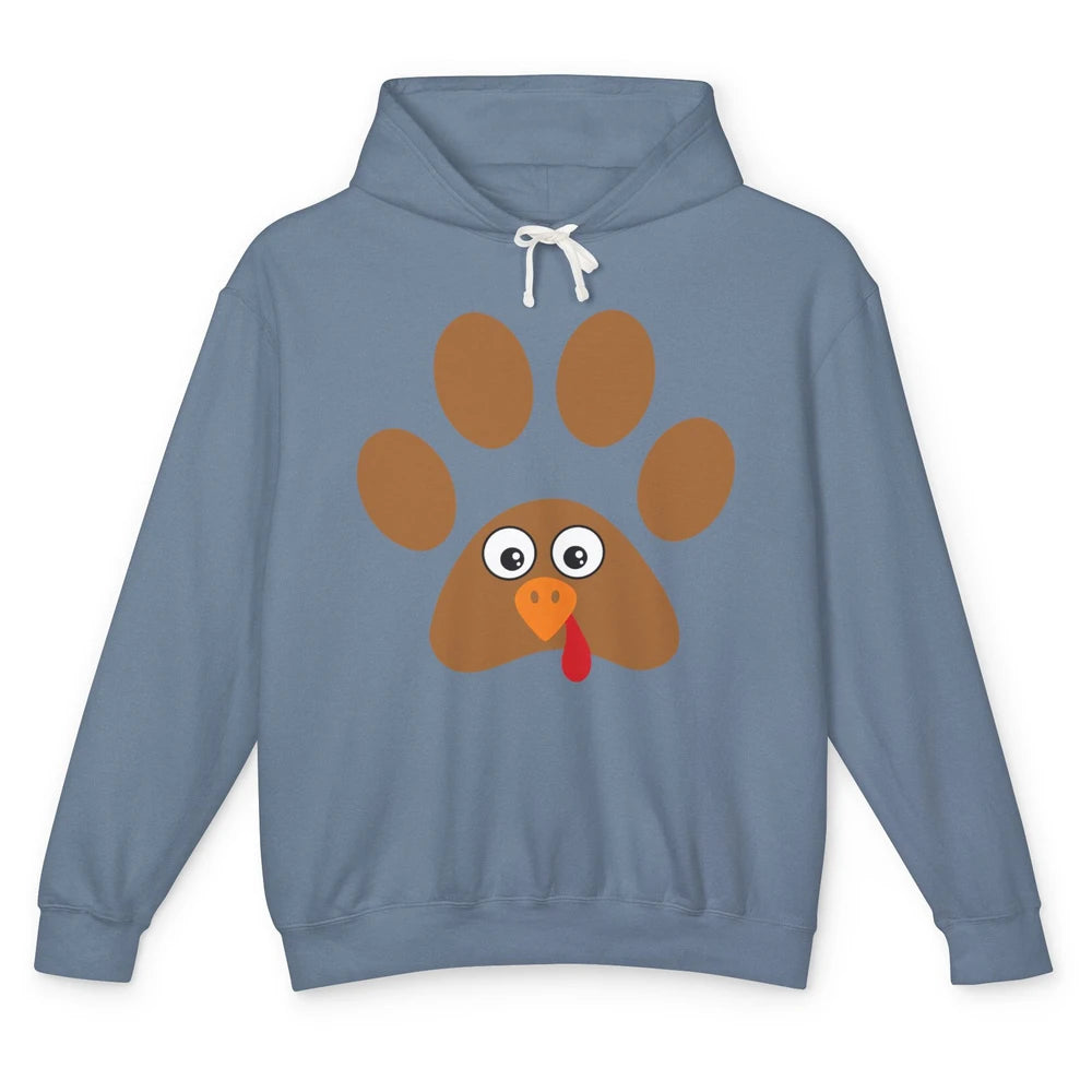 Turkey Pawprint Dog Paw Thanksgiving Cute Puppy Turkey Day Unisex Lightweight Hoodie