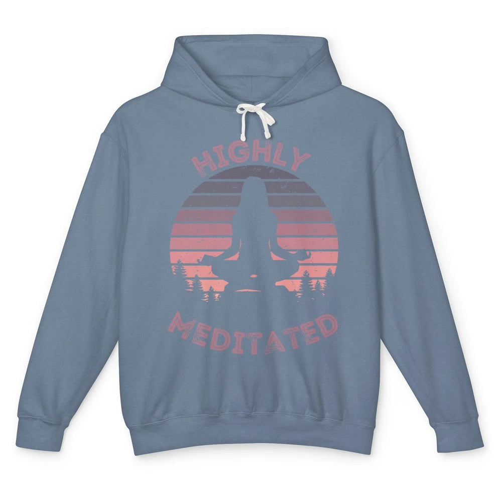 Vintage Woman Doing Yoga Highly Meditated Meditation Lovers Unisex Lightweight Hoodie