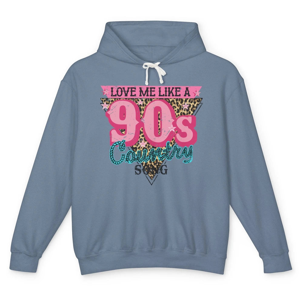 Retro Leopard Love Me Like 90s Country Song Western Cowgirl Unisex Lightweight Hoodie