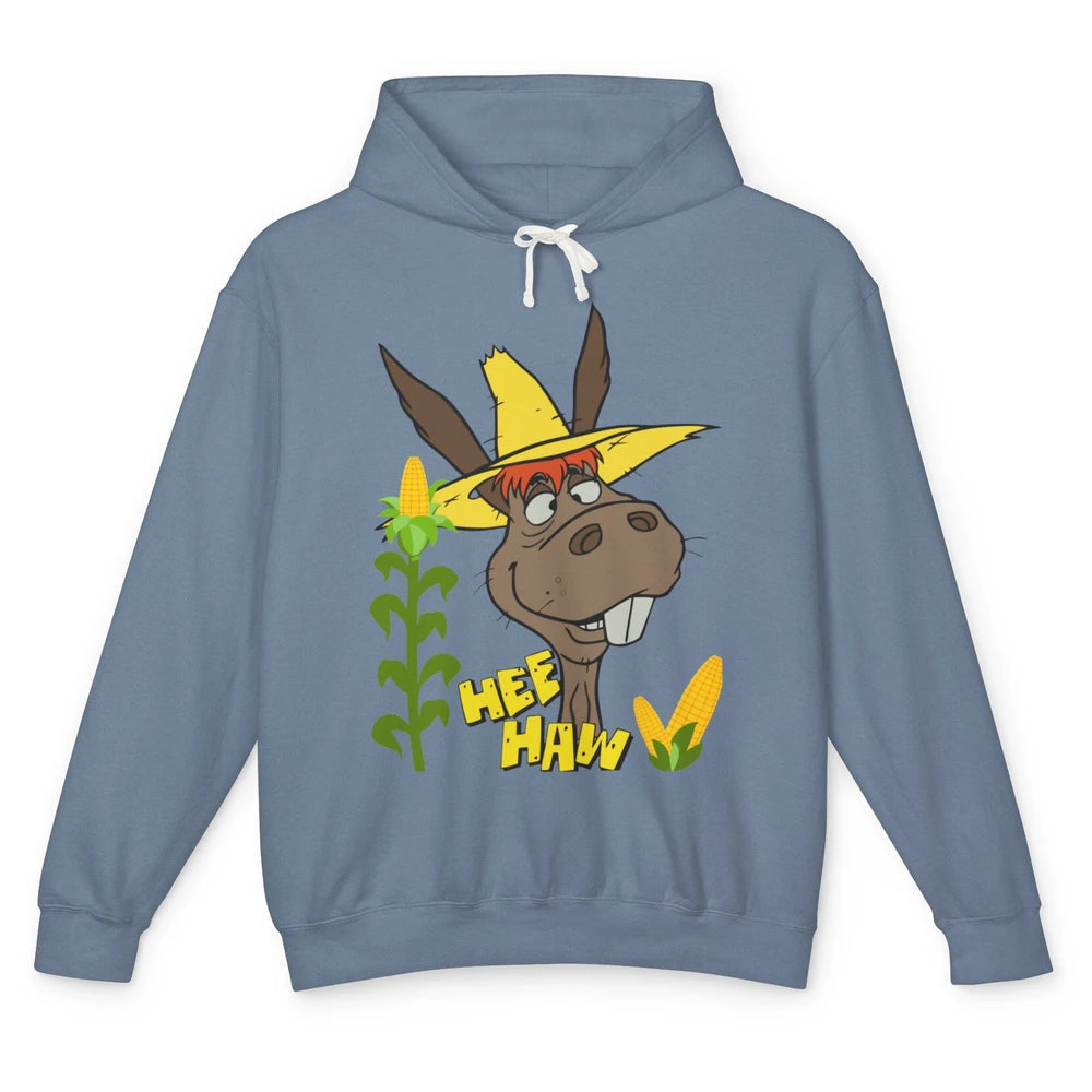 Funny Donkey Face Hee Haw Farming Life Farm Animal Corn Life Unisex Lightweight Hoodie