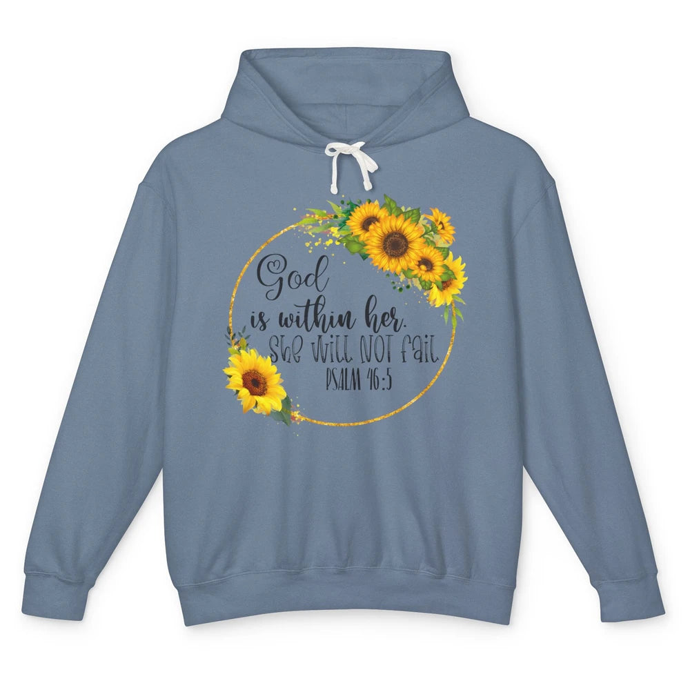 Floral Christian God Is Within Her She Will Not Fall Bible Unisex Lightweight Hoodie