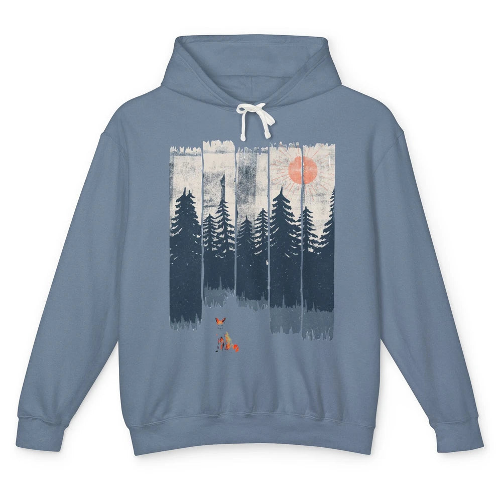 A Fox In The Wild Nature Sunset Wildlife In The Wilderness Unisex Lightweight Hoodie