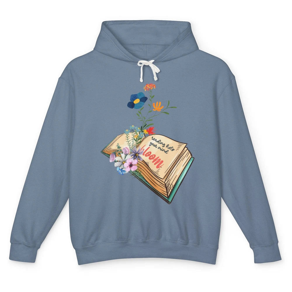 Retro Wildflowers Book Floral Reading Bookworm Teacher Gift Unisex Lightweight Hoodie