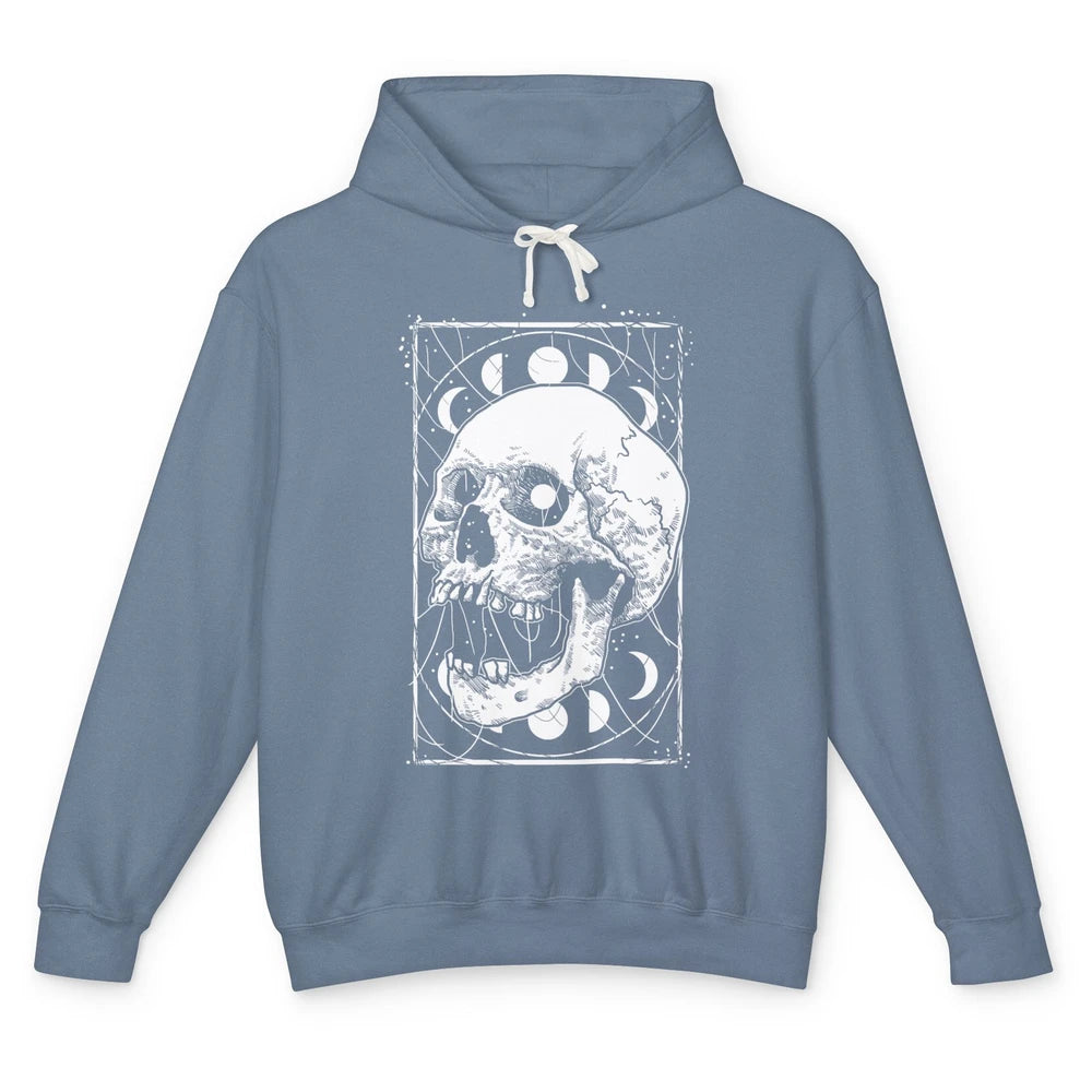 Gothic Skull Moon Phases Cool Tarot Card Skeleton Halloween Unisex Lightweight Hoodie