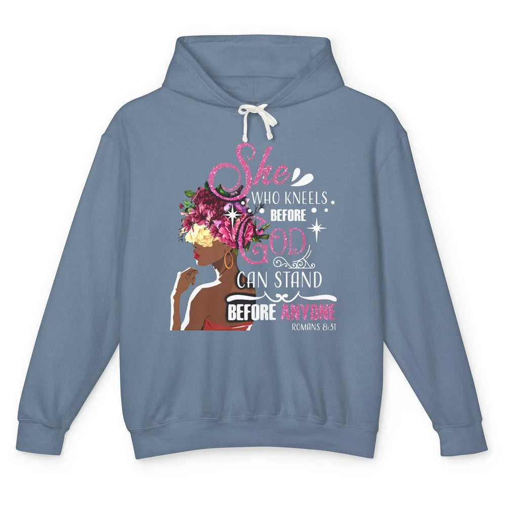 Black Girl She Who Kneels Before God Christian Afro Women Unisex Lightweight Hoodie