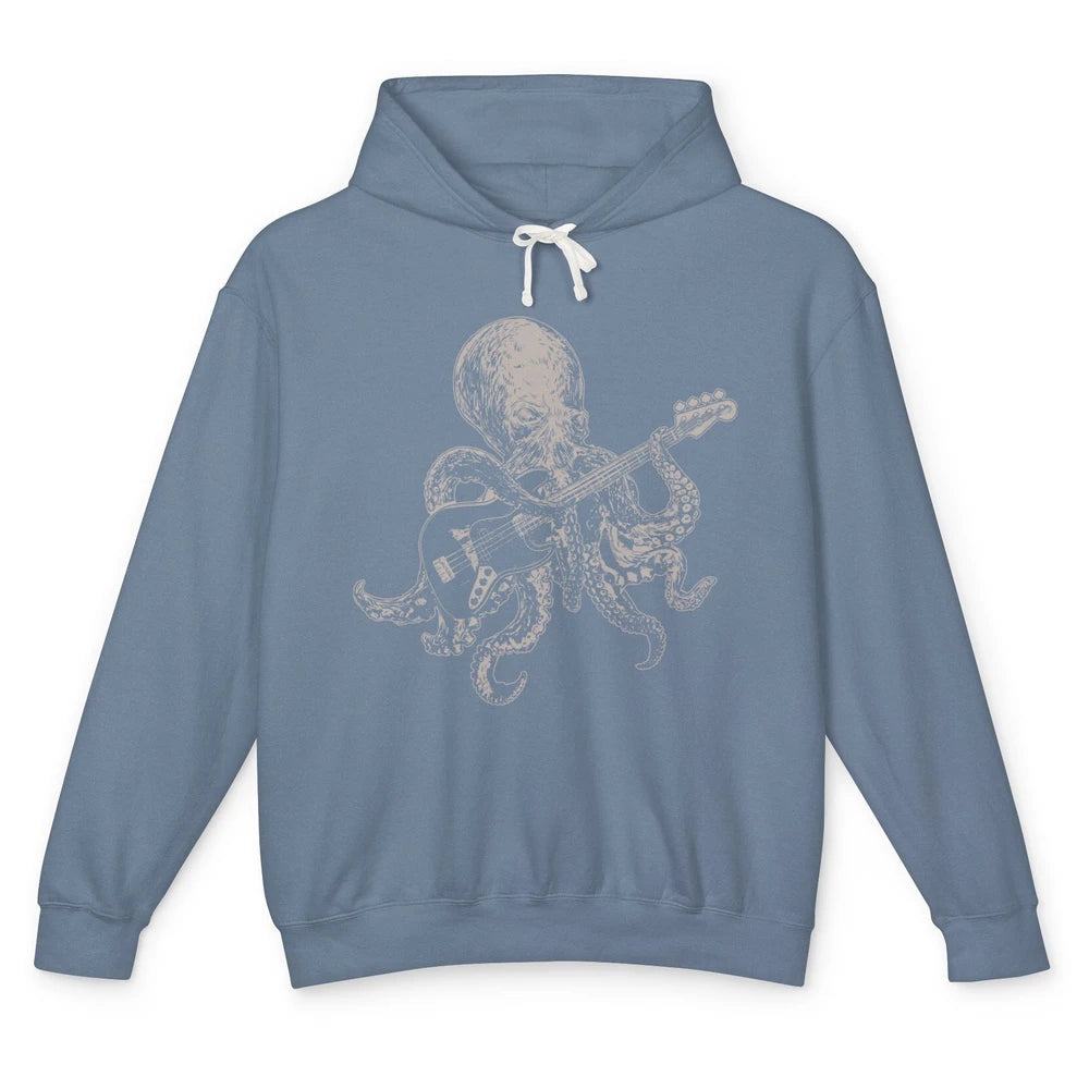 Funny Octopus Playing Guitar Guitarist Musician Bassist Unisex Lightweight Hoodie