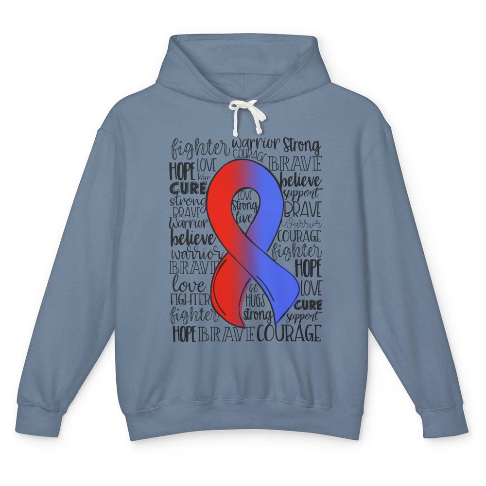 Hypoplastic Left Heart Syndrome Red Blue Ribbon Hope Love Unisex Lightweight Hoodie