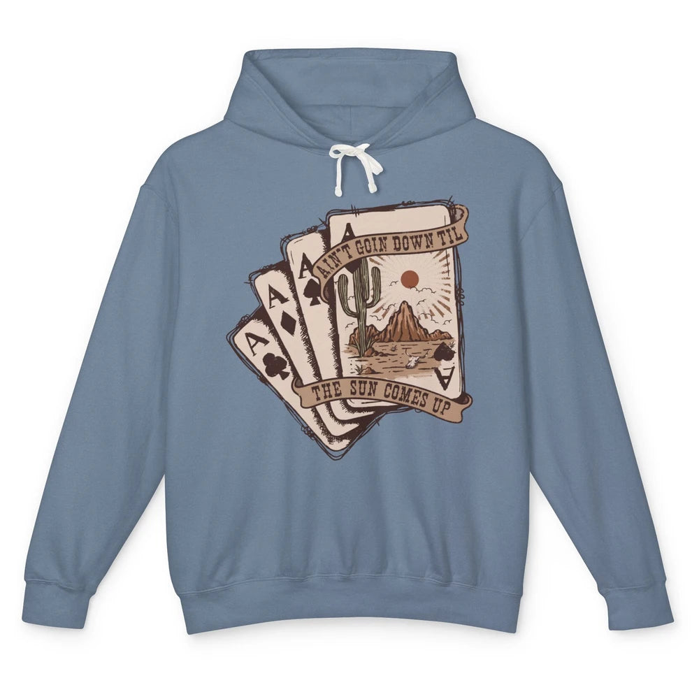 Retro Tarot Cart Desert Ain't Going Down Western Cowboy Unisex Lightweight Hoodie