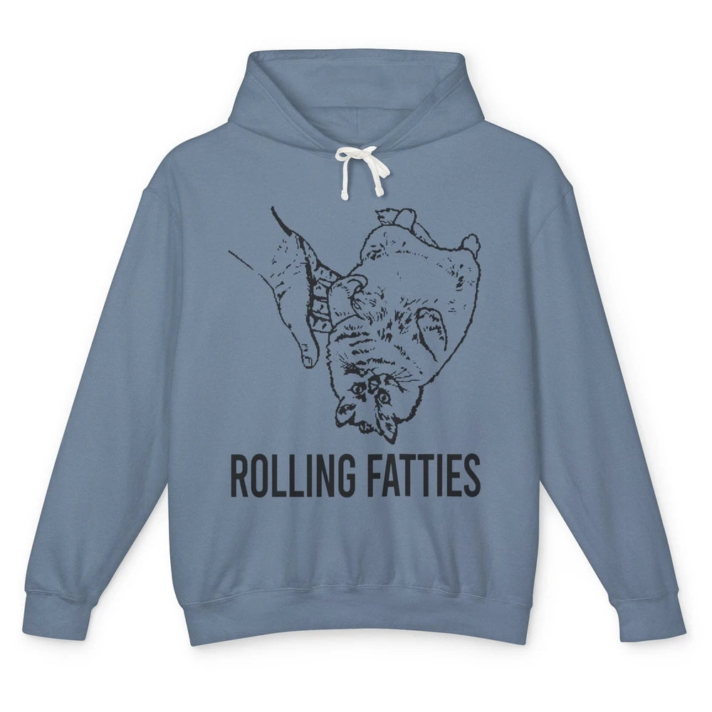 Rolling Fatties Funny Cat Cute Kitten Minimalist Graphic Paw Unisex Lightweight Hoodie