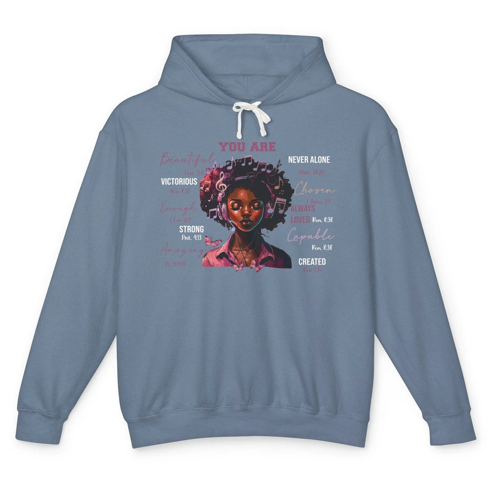 Black Girl Christian God Says I Am Bible Verse Religious Unisex Lightweight Hoodie