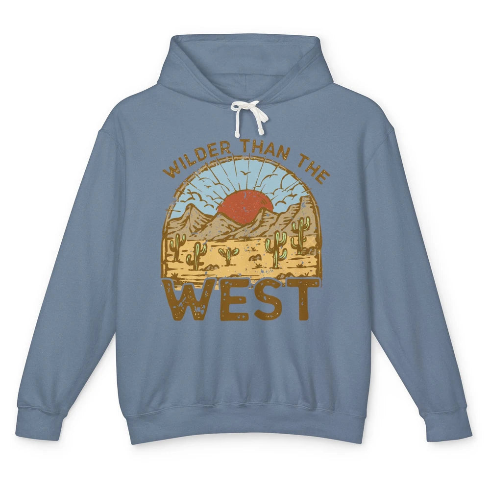 Retro Wilder Than The West Western Country Sunset Desert Unisex Lightweight Hoodie