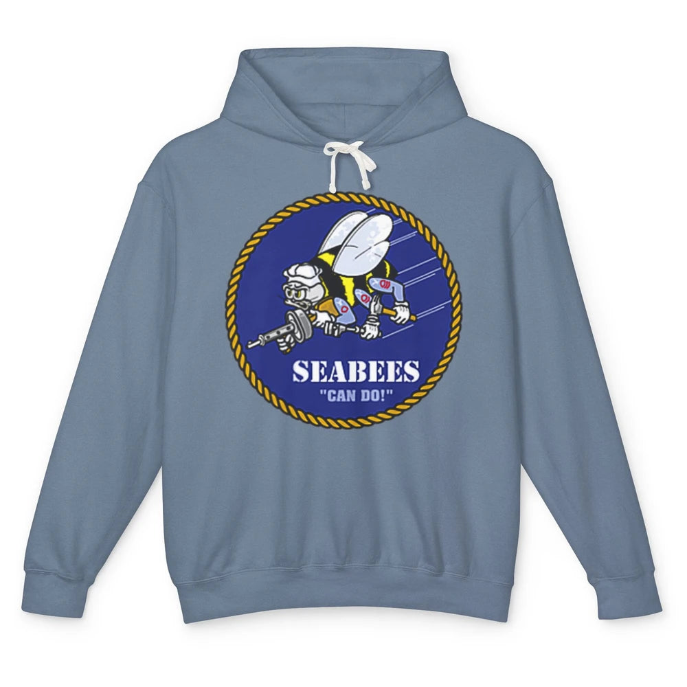 Funny Seabees Construction Battalions Bee Strong Builder Pun Unisex Lightweight Hoodie