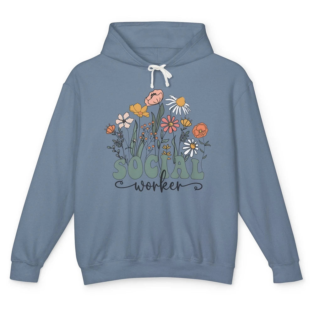 Social Worker Wildflower School Social Worker Teacher Gift Unisex Lightweight Hoodie