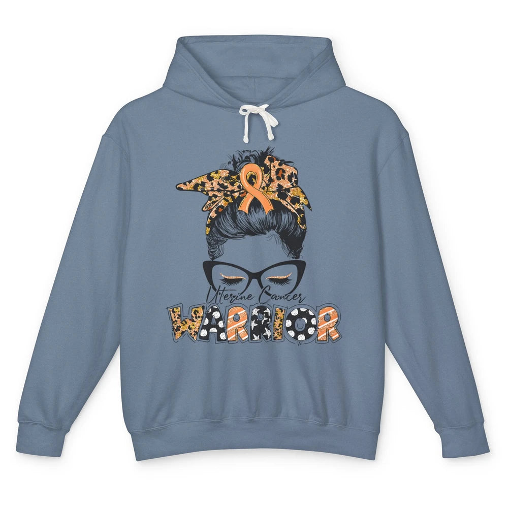 Messy Hair Leopard Woman Warrior Uterine Cancer Awareness Unisex Lightweight Hoodie