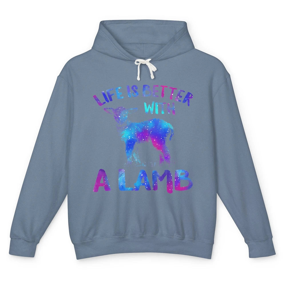 Life Better With Lamb Baby Sheep Shepherd Farm Animal Farmer Unisex Lightweight Hoodie