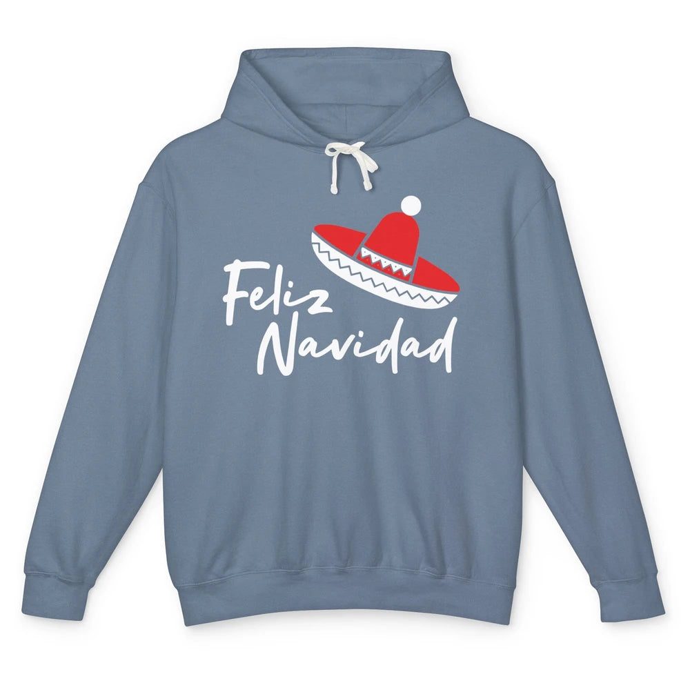 Funny Feliz Navidad Spanish Christmas Mexican Sombrero Gift Unisex Lightweight Hoodie